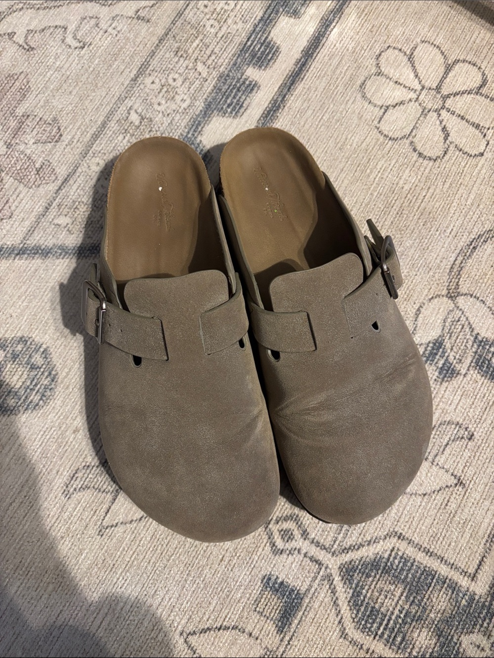 Slip-On Buckle Clogs in Taupe
